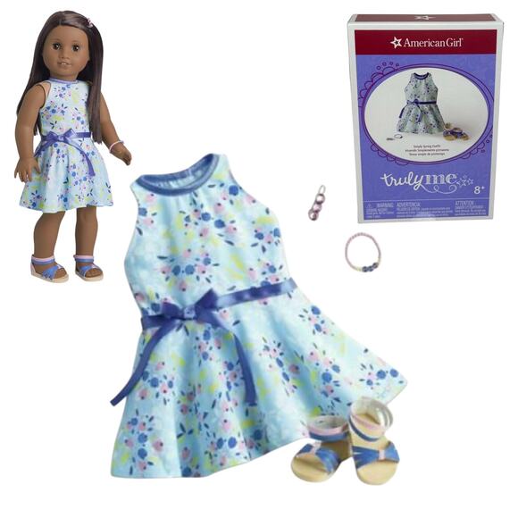 American Girl Clothes SIMPLY SPRING OUTFIT Floral Dress Shoes Bracelet Barrette! - Picture 5 of 5